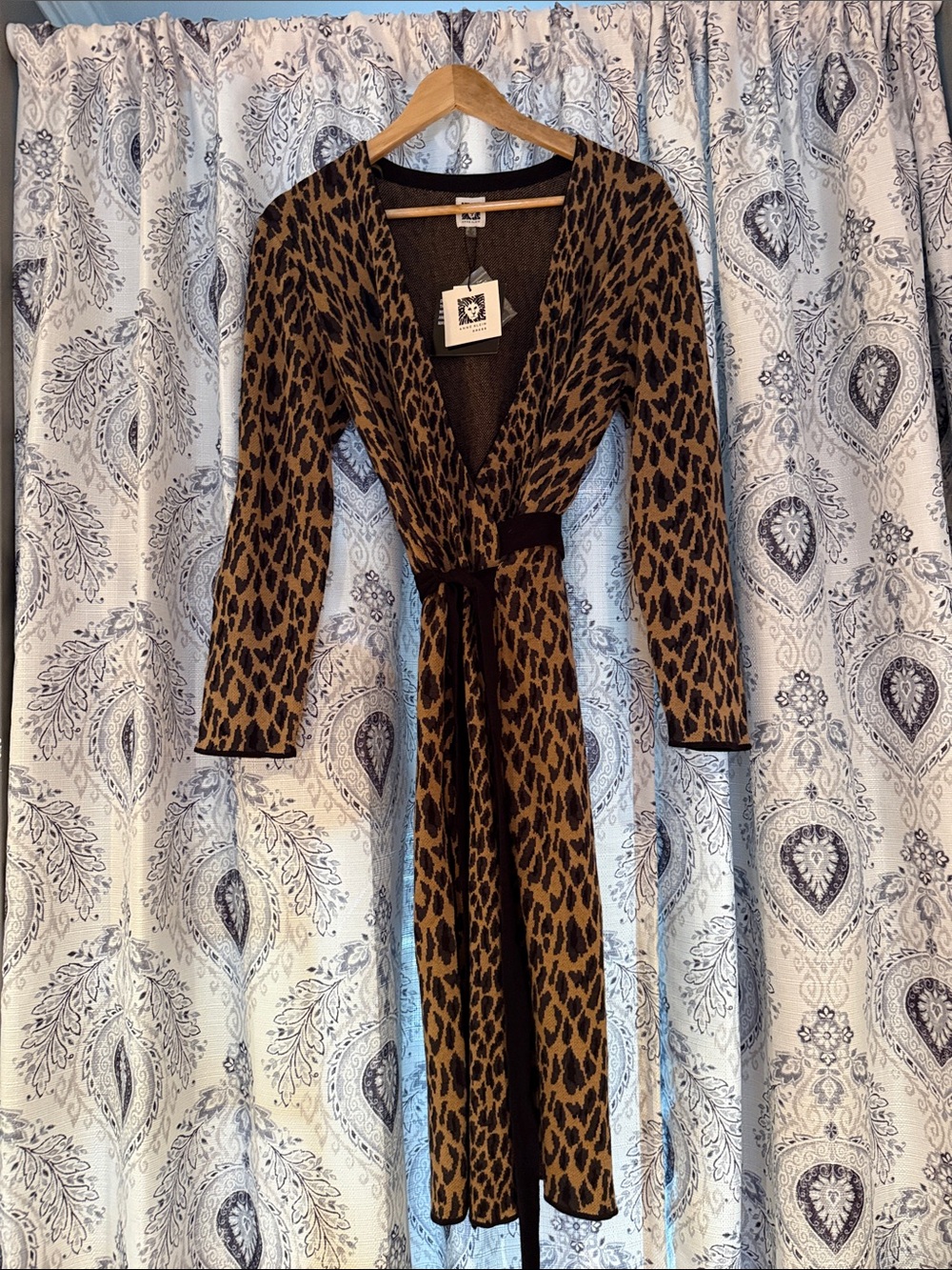 Anne Klein Brown and Black Leopard Wrap Cardigan